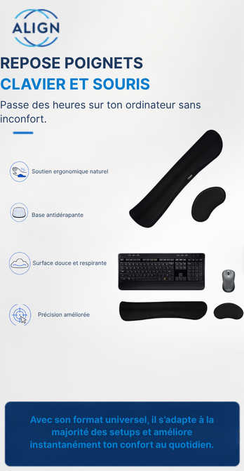 Repose-poignets mémoire de forme clavier & souris