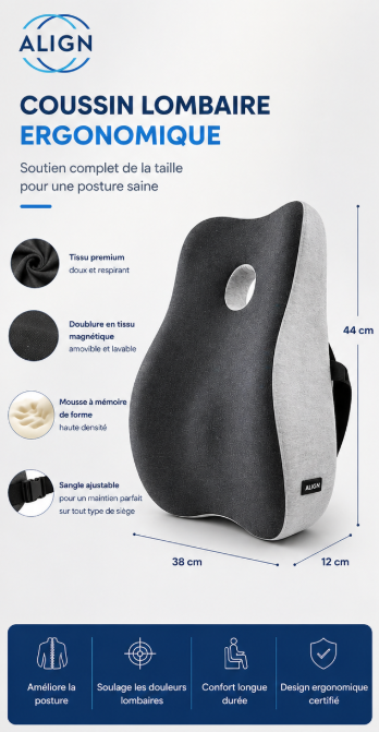 Coussin Lombaire – Améliore ton confort assis dès aujourd'hui